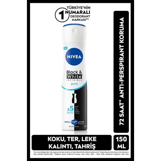 NIVEA DEO. B&W PURE KADIN  150 ML
