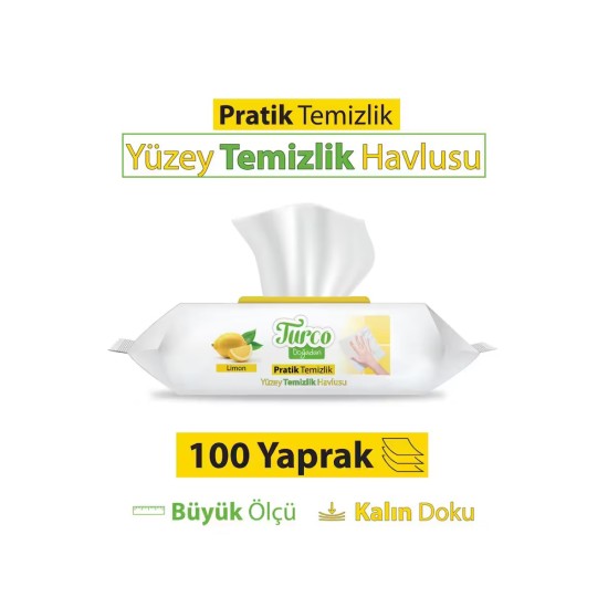 TURCO YUZEY TEMIZLIK HAVLUSU LIMON 100 LU