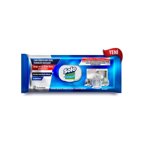SOLO AQUABLOCK CAM YUZEYLER OZEL TEMIZLIK HAVLU 30 LU