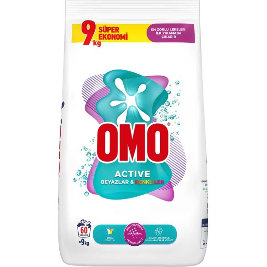OMO ACTIVE FRESH TOZ DETERJAN RENKLI BEYAZLAR 9 KG