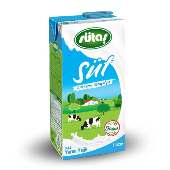 SUTAS MILK HALF FAT UHT 1 LT