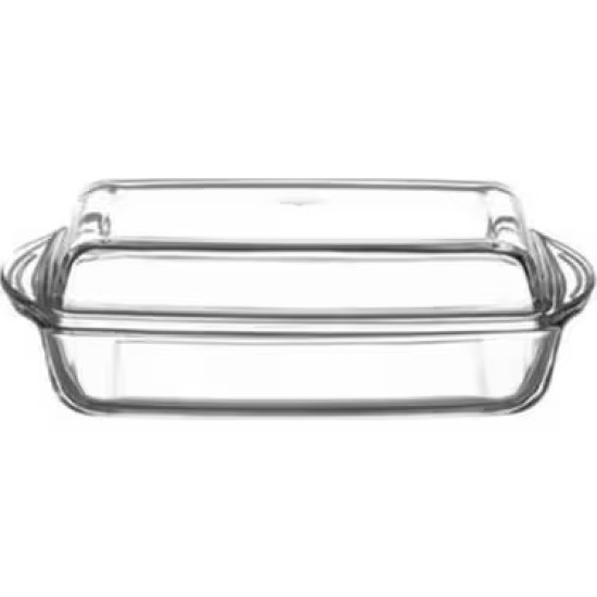 PASABAHCE POWER GLASS RECTANGULAR POT WITH LID 59009