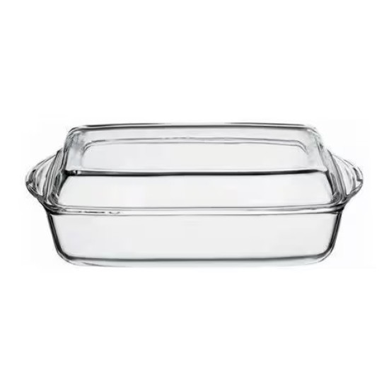 PASABAHCE POWER GLASS RECTANGULAR POT WITH LID 59010