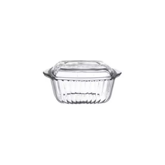 PASABAHÇE SQUARE POT GLASS WITH LID 4 X
