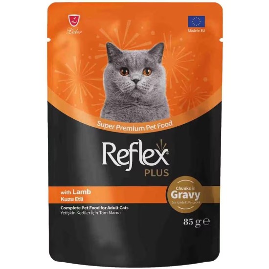 REFLEX PLUS LAMB WITH MEAT PIECES IN POUCH SAUCE ADULT CAT FOOD 85 GR