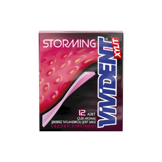 VIVIDENT STORMING STRAWBERRY FLAVORED GUM 33 GR.
