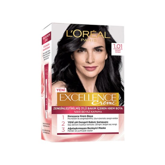 LOREAL EXCELLENCE CREME 1-01 DEEP PURE BLACK